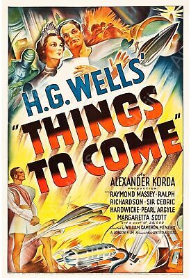 LES MONDES FUTURS, THINGS TO COME, H.G. WELLS, 1936, repro affiche de cinema, HQ
