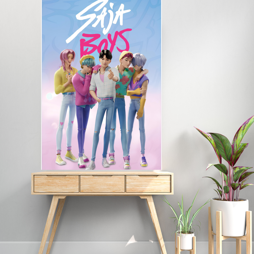 SAJA BOYS – KPOP DEMON HUNTERS – POSTER KPOP – GROUPE IDOL ANIMÉ – AFFICHE POP COLORÉE – REPRODUCTION – POSTER HUB STUDIO – HQ