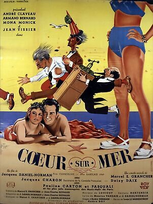 COEUR SUR MER, ANDRÉ CLAVEAU, REPRO AFFICHE CINEMA VINTAGE