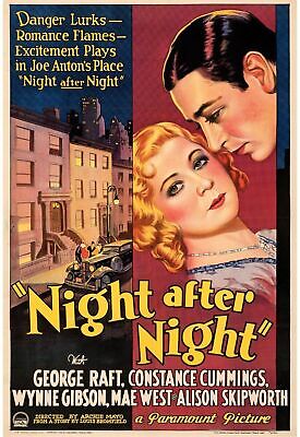 NIGHT AFTER NIGHT, "NIGHT AFTER NIGHT" GEORGE RAFT, 1932, cinema poster reproduction, VINTAGE HQ