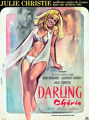 DARLING CHÉRIE, JULIE CHRISTIE, 1965, REPRODUCCIÓN DE PÓSTER DE PELÍCULA, VINTAGE, HQ