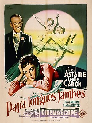 PAPA LONGUES JAMBES, FRED ASTAIRE, 1955, Repro affiche cinéma VINTAGE, HQ