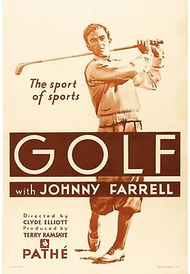 GOLF, JOHNNY FARRELL, REPRODUCCIÓN DE CARTEL DE PELÍCULA, VINTAGE, HQ.