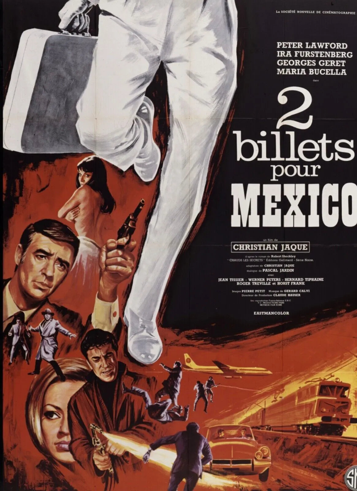 2 BILLETS POUR MEXICO, PETER LAWFORD, 1967, REPRO MOVIE POSTER, VINTAGE, HQ
