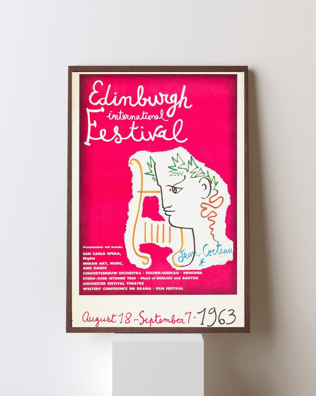 FESTIVAL INTERNACIONAL DE EDIMBURGO, DÉCADA DE 1950, REPRODUCCIÓN DE CARTEL MUSICAL, VINTAGE, SEDE