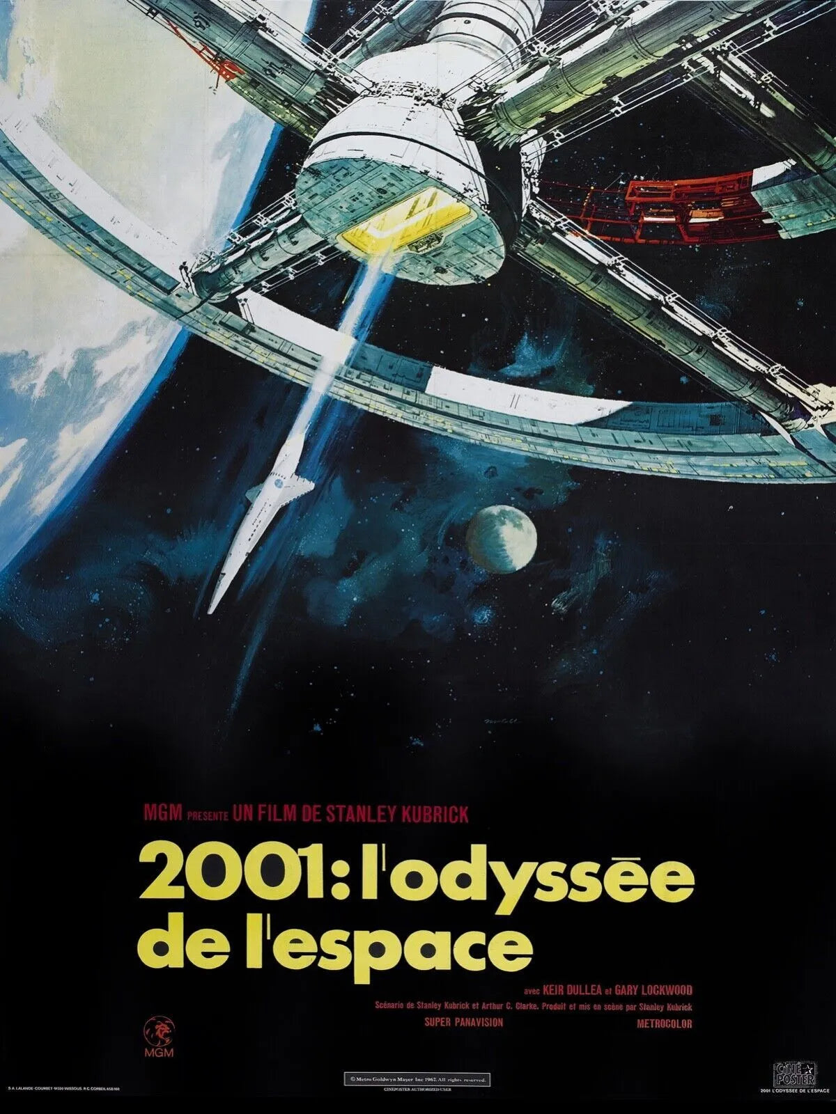 2001 : L’ODYSSÉE DE L’ESPACE, KEIR DULLEA, 1968, REPRO MOVIE POSTER, VINTAGE, HQ