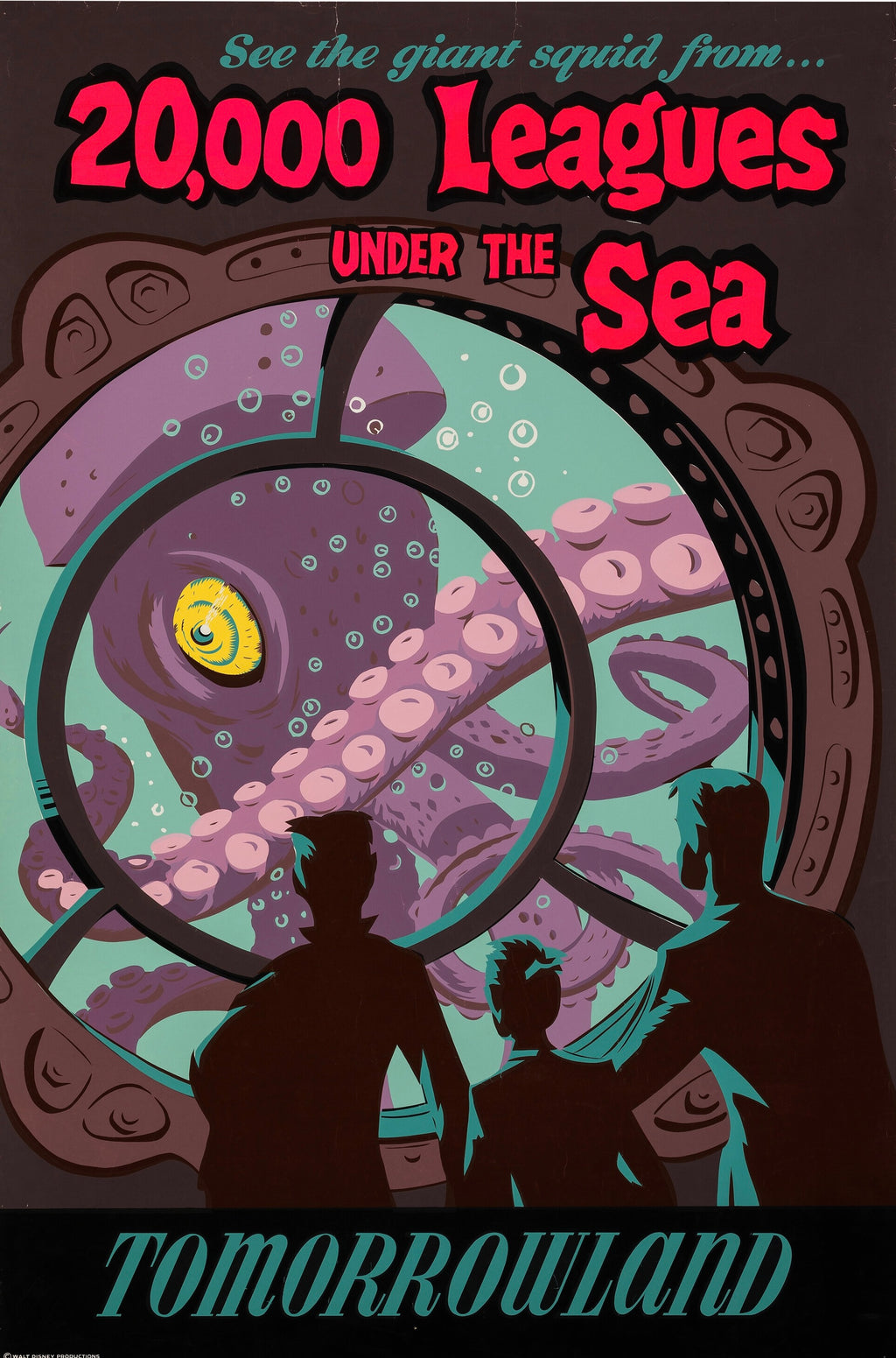 Affiche du film 20,000 Leagues Under the Sea (1954) avec Kirk Douglas. Classique Disney d’aventure et science-fiction. Reproduction HQ – Poster Hub.