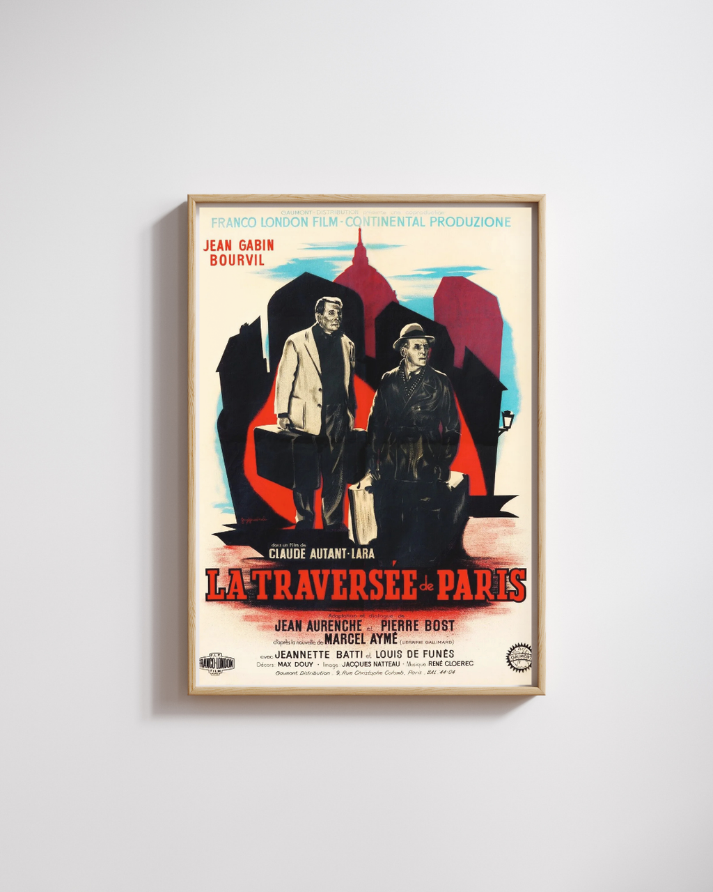LA TRAVERSÉE DE PARIS, JEAN GABIN, 1956, VINTAGE MOVIE POSTER REPRINT, HQ