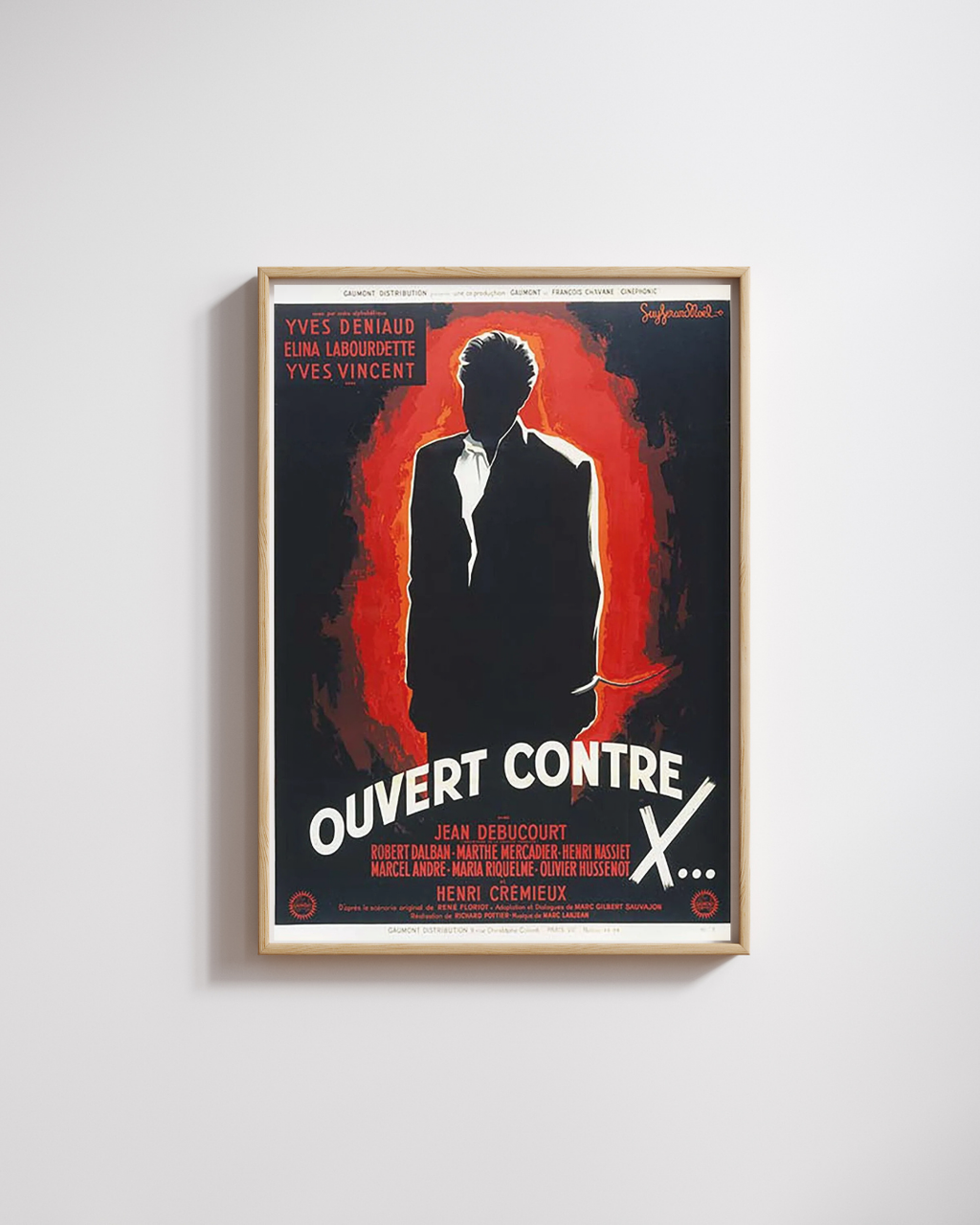 ABIERTO CONTRA X, YVES DENIAUD, 1952, Reproducción de cartel de cine VINTAGE, HQ