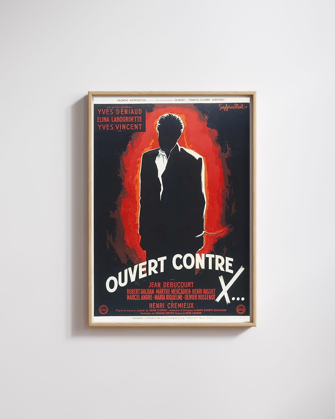 ABIERTO CONTRA X, YVES DENIAUD, 1952, Reproducción de cartel de cine VINTAGE, HQ