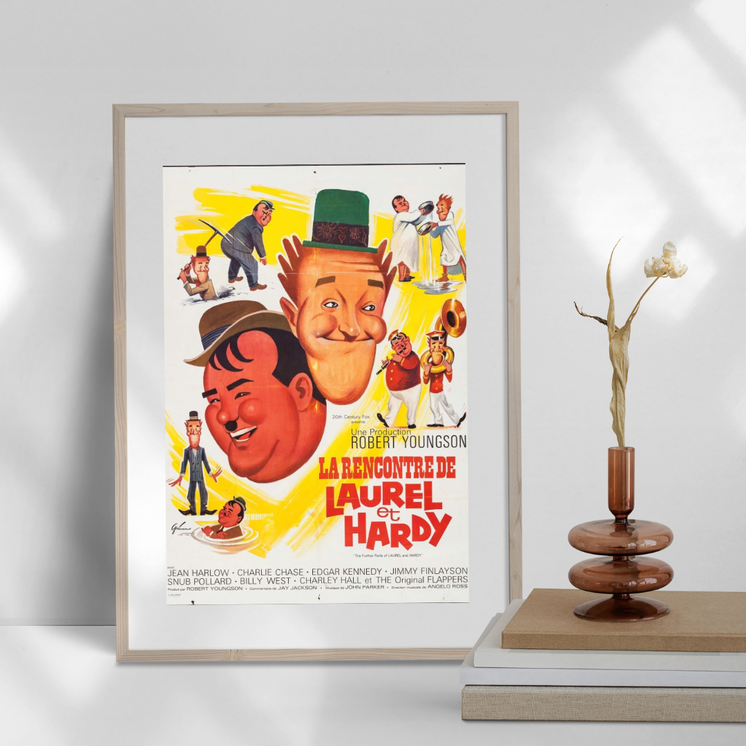 LA RENCONTRE DE LAUREL ET HARDY, JAY JACKSON, 1965, Repro affiche cinéma,VINTAGE, HQ