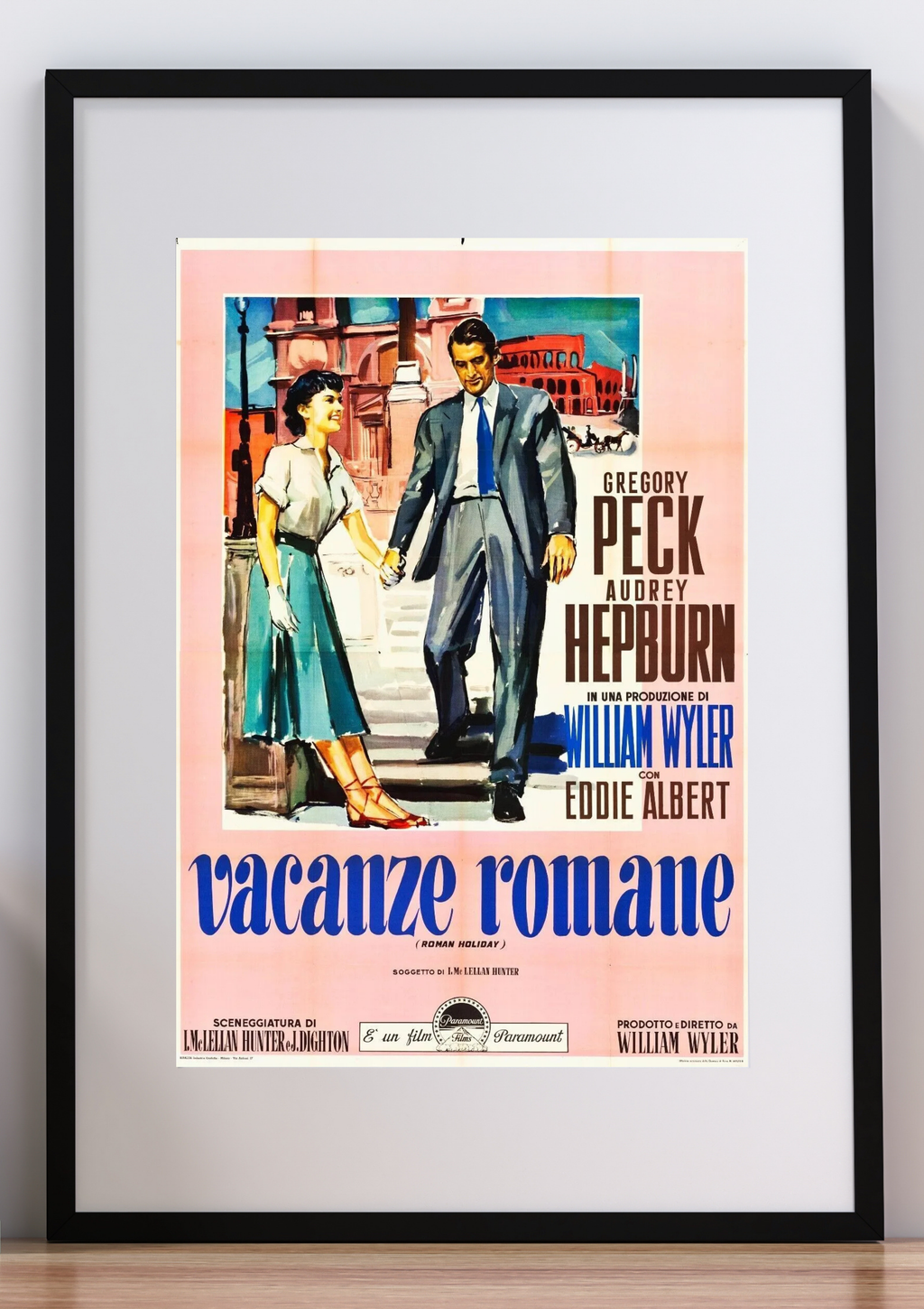 ROMAN HOLIDAY. AUDREY HEPBURN, GREGORY PECK, 1953, ITALY, cinema poster reproduction, HQ