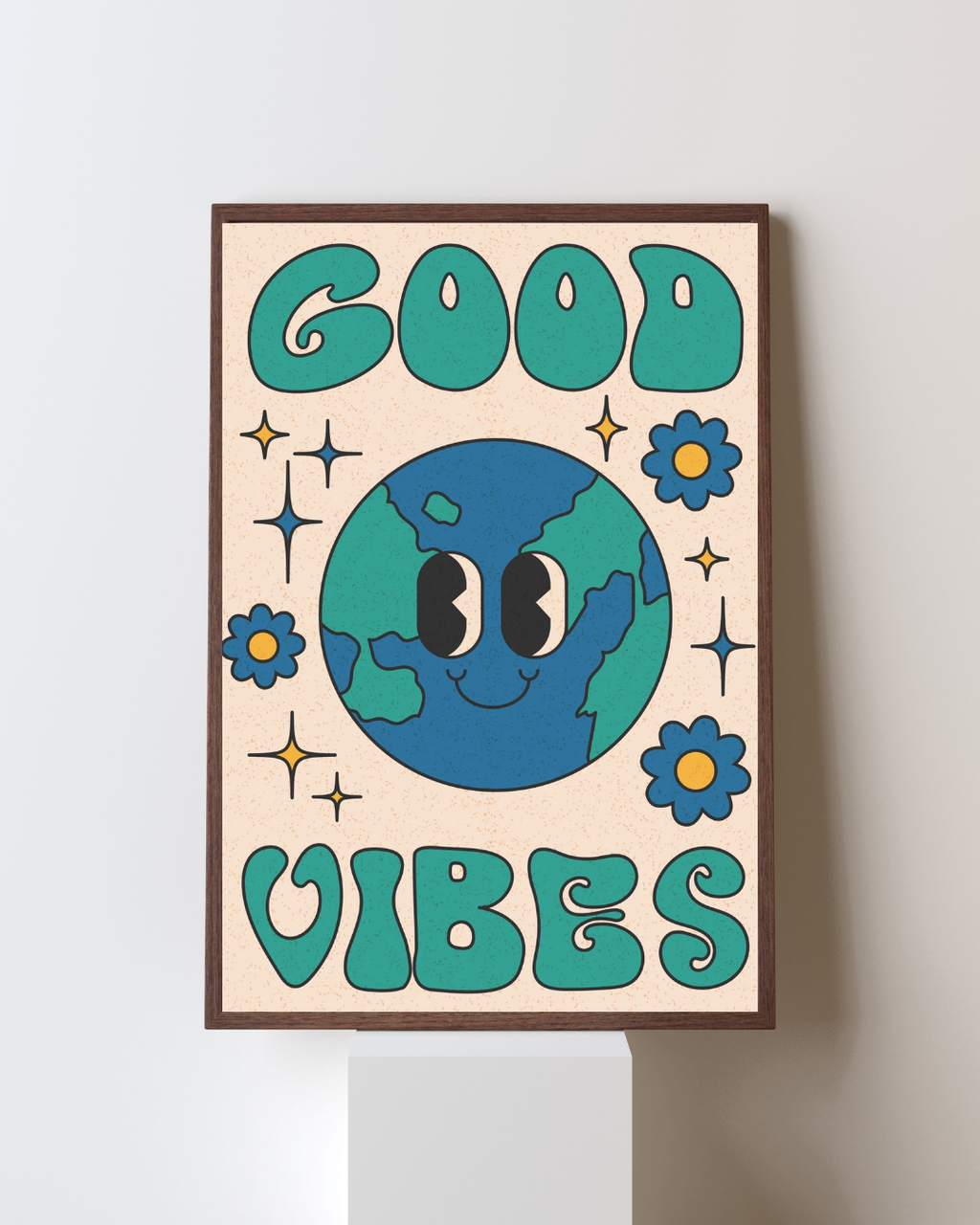 "GOOD VIBES" PLANET SMILE RETRO POSTER HUB STUDIO RETRO, HQ