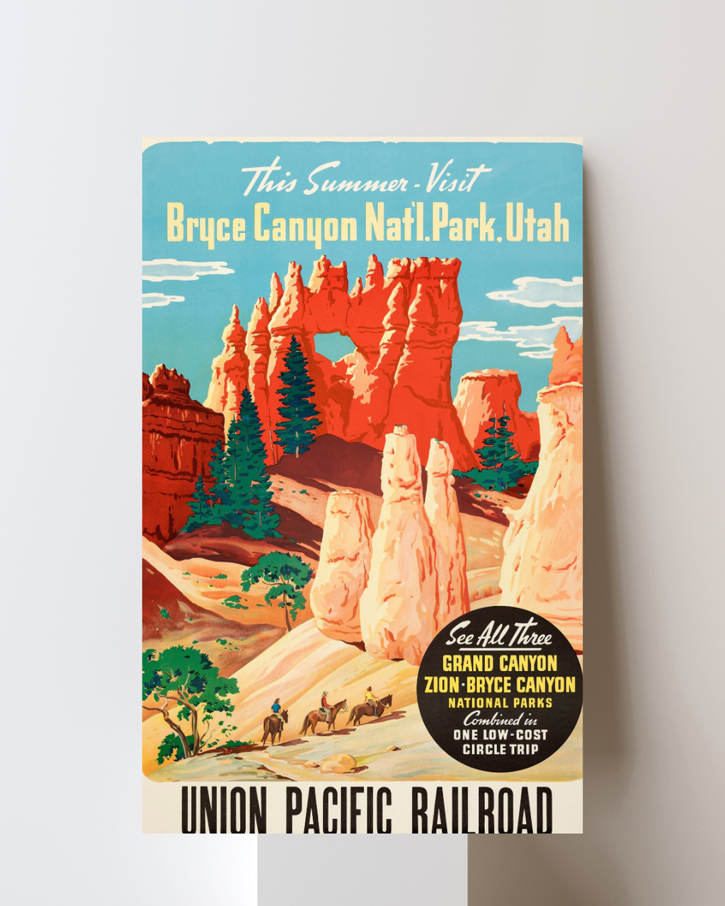BRYCE CANYON NATIONAL PARK UTAH – VINTAGE UNION PACIFIC RAILROAD POSTER – USA TRAVEL – REPRODUCTION – POSTER HUB STUDIO – HQ