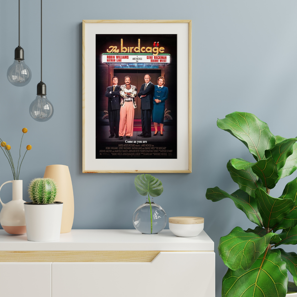 THE BIRDCAGE – A Mike Nichols FILM (1996) – ROBIN WILLIAMS – COMEDY MOVIE POSTER – REPRODUCTION – POSTER HUB STUDIO – HQ