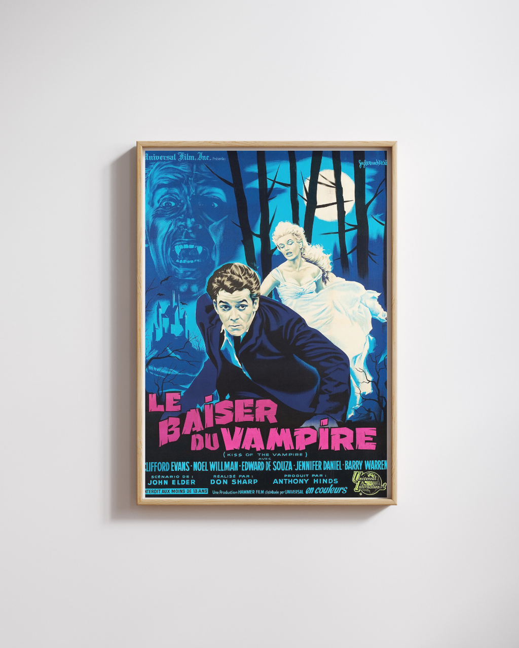 KISS OF THE VAMPIRE, EDWARD DE SOUZA, 1963, REPRO VINTAGE MOVIE POSTER, HQ