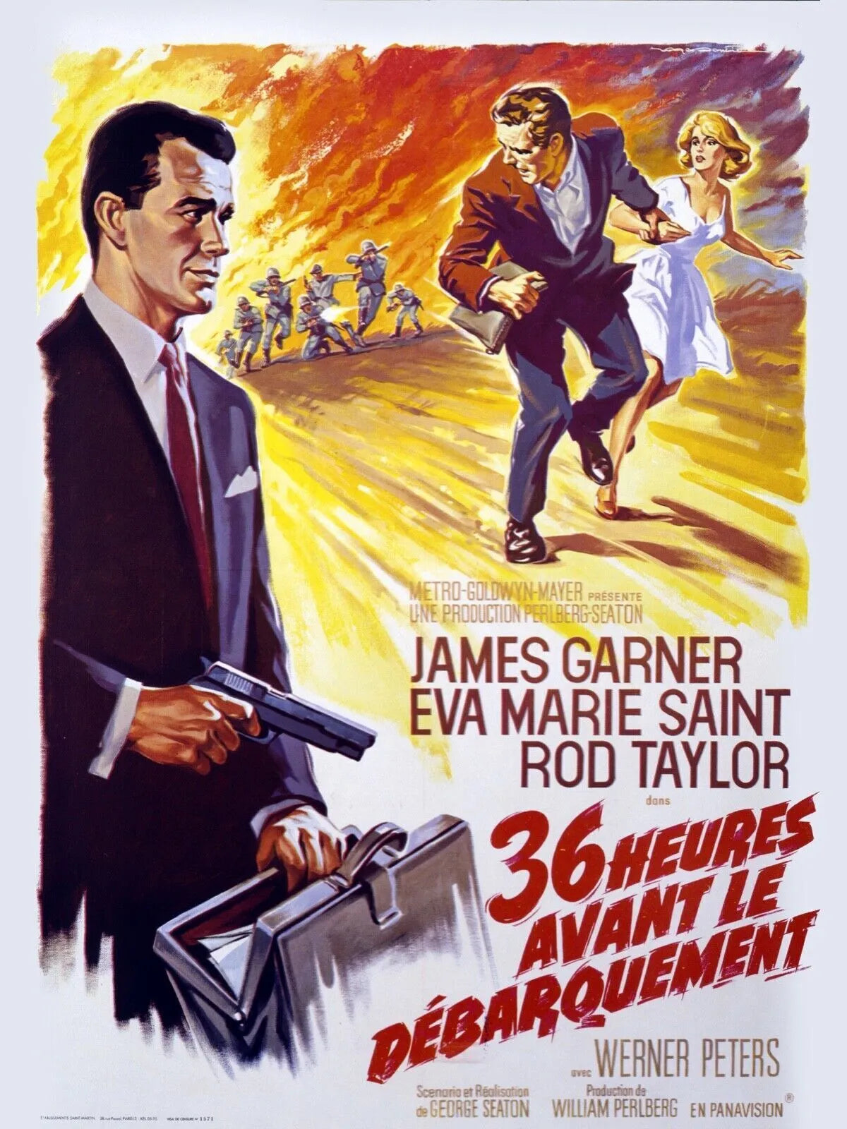 36 HEURES AVANT LE DÉBARQUEMENT, JAMES GARNER, 1964, REPRO MOVIE POSTER, VINTAGE, HQ