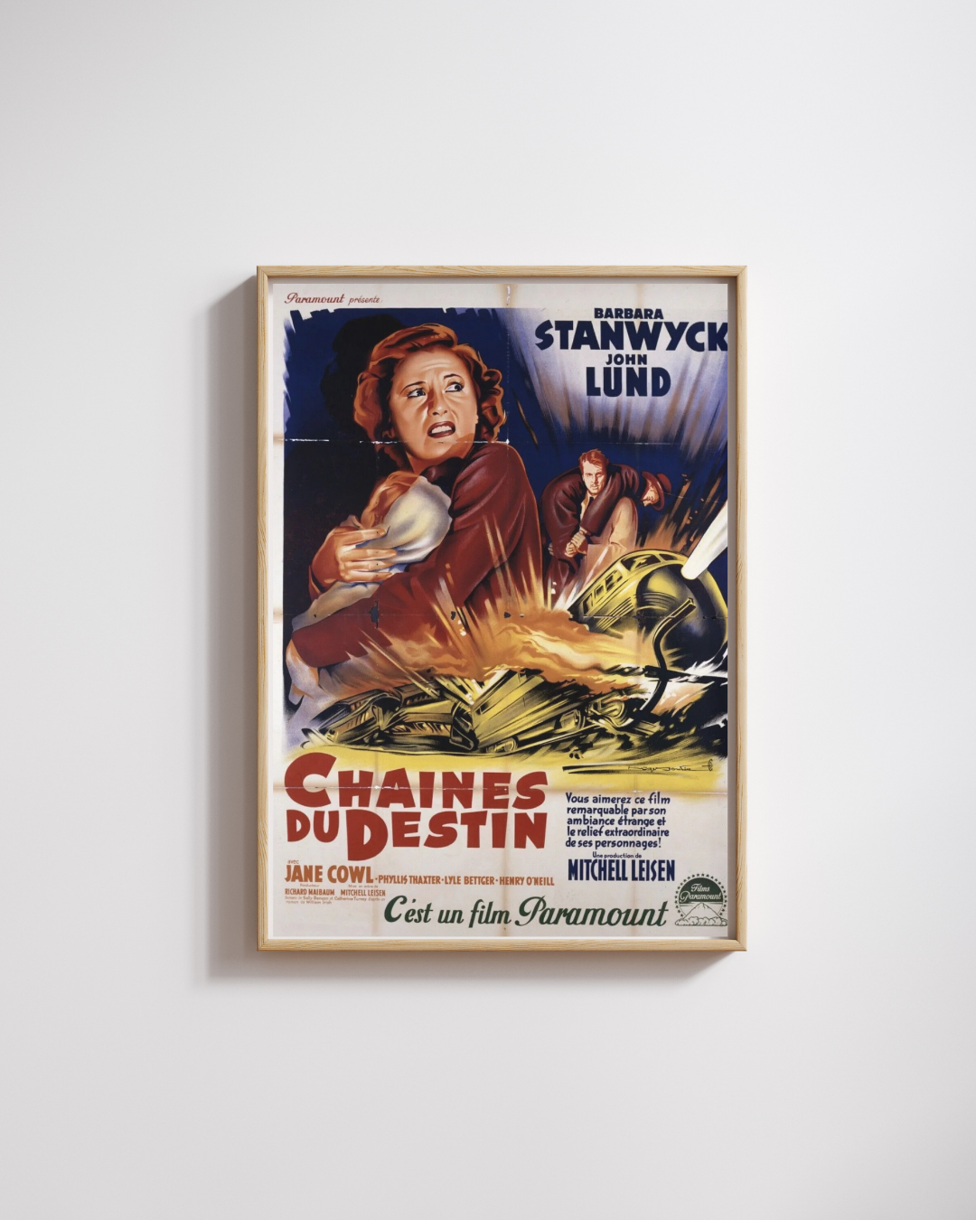 CHAINES DU DESTIN, BARBARA STANWYCK, VINTAGE MOVIE POSTER REPRODUCTION HQ