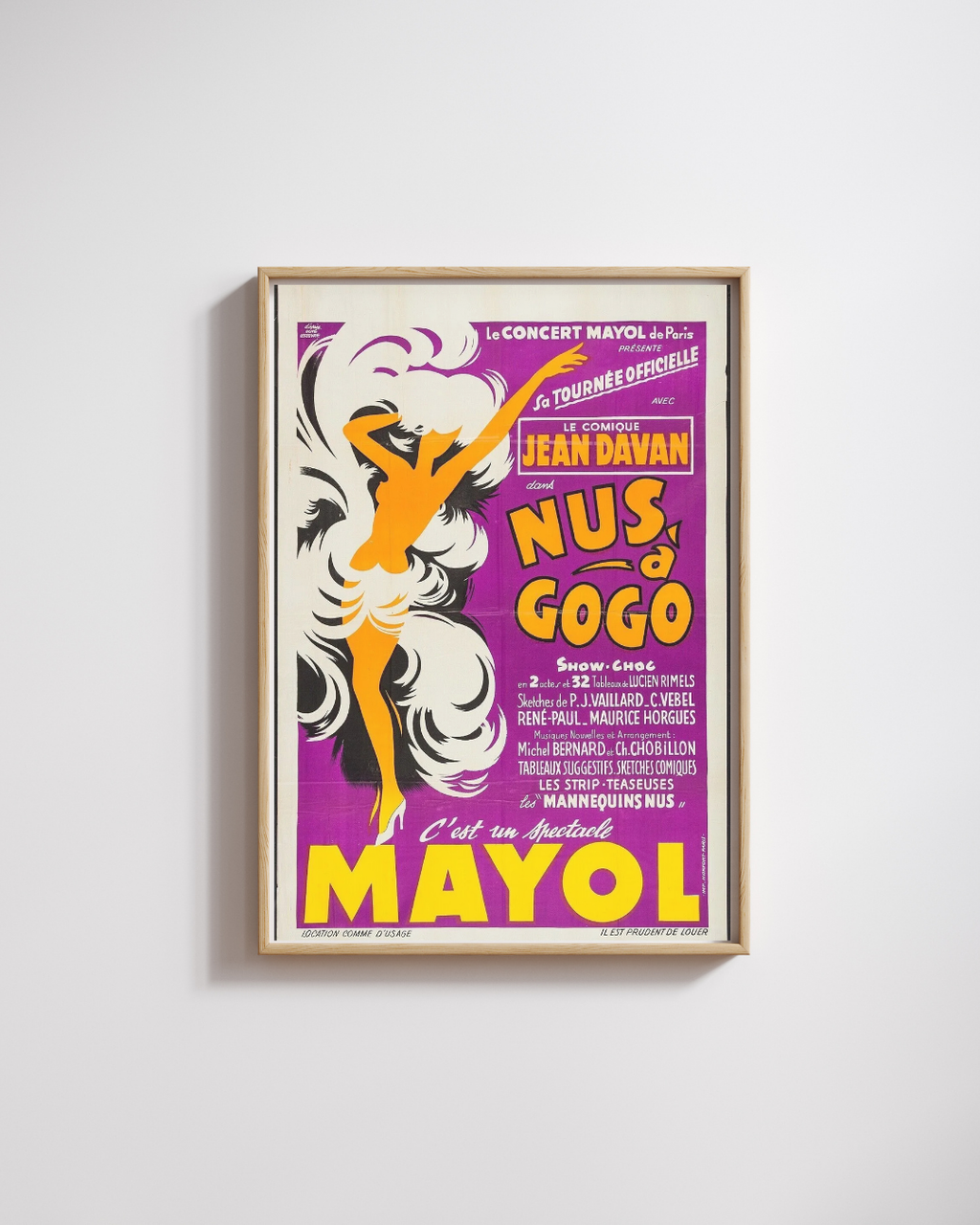 NUS À GOGO MAYOL, JEAN DAVAN, REPRO AFFICHE MUSQIUE VINTAGE HQ