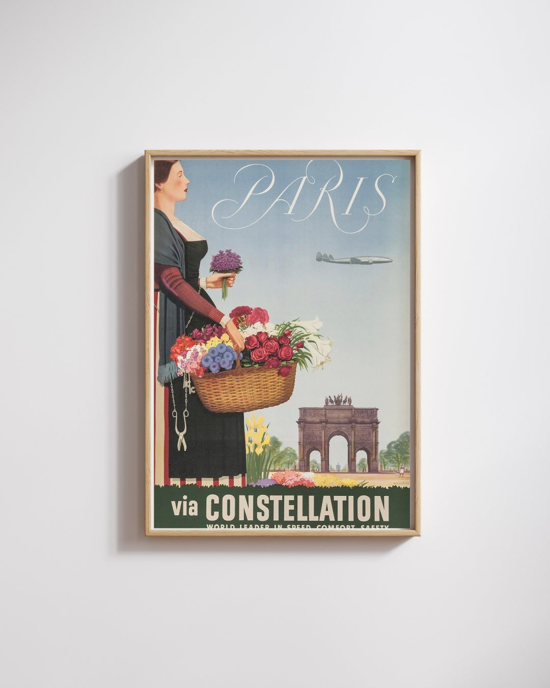 PARIS VIA CONSTELLATION, VINTAGE TOURISM POSTER REPRINT, HQ