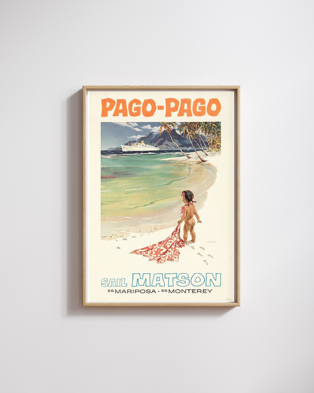 PAGO-PAGO, MER SAIL MATSON, REPRO AFFICHE TOURISME VINTAGE, HQ