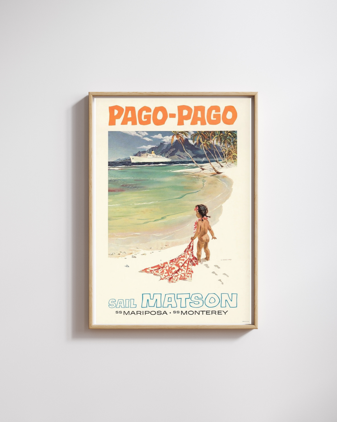 PAGO-PAGO, MER SAIL MATSON, REPRO AFFICHE TOURISME VINTAGE, HQ
