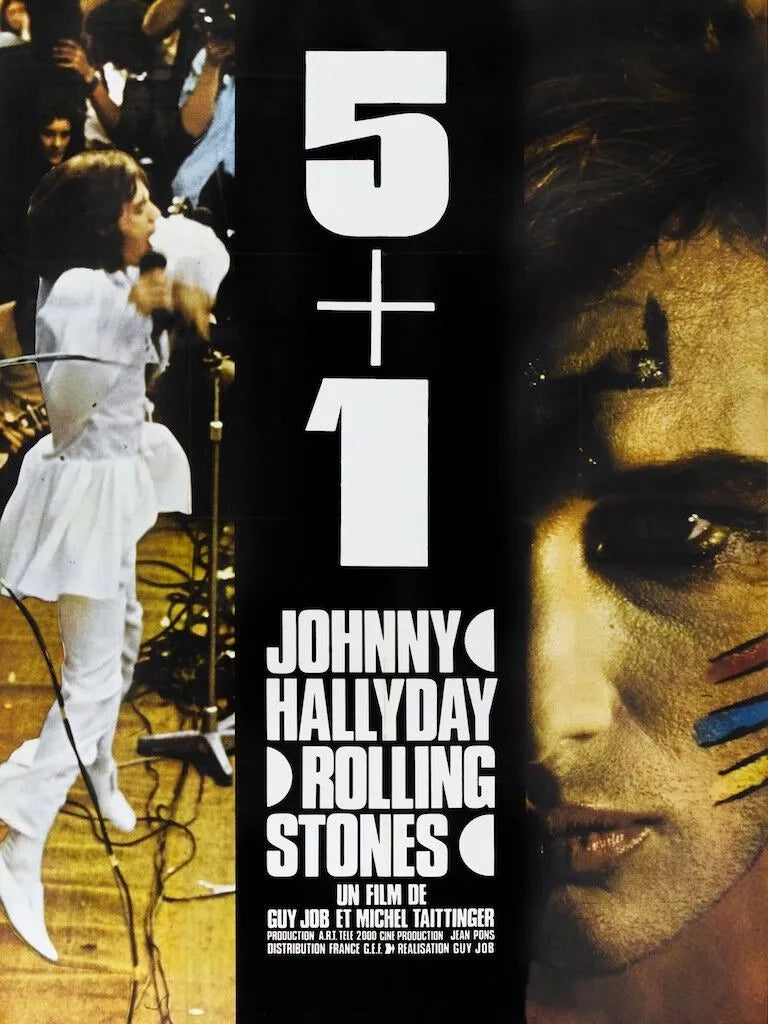 5 + 1, JOHNNY HALLYDAY & THE ROLLING STONES, 1970, REPRO MOVIE POSTER, VINTAGE, HQ