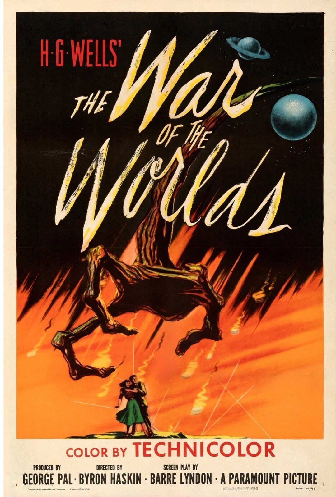 THE WAR OF THE WORLDS, HG WELLS, CINEMA POSTER REPRO, HQ.