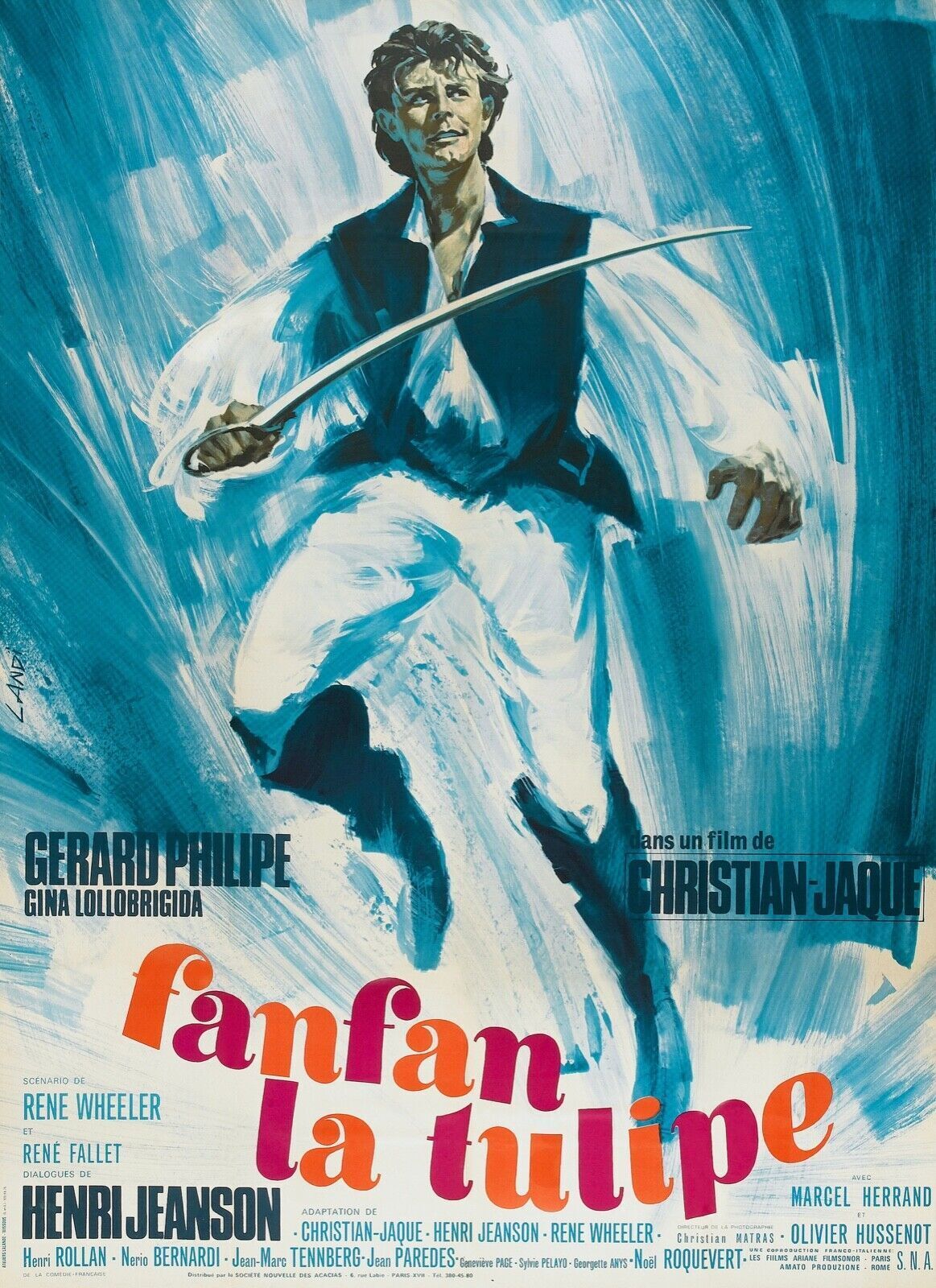 FANFAN LA TULIPE, GERARD PHILIPE, 1952, REPRODUCCIÓN DE CARTEL DE PELÍCULA, VINTAGE, HQ