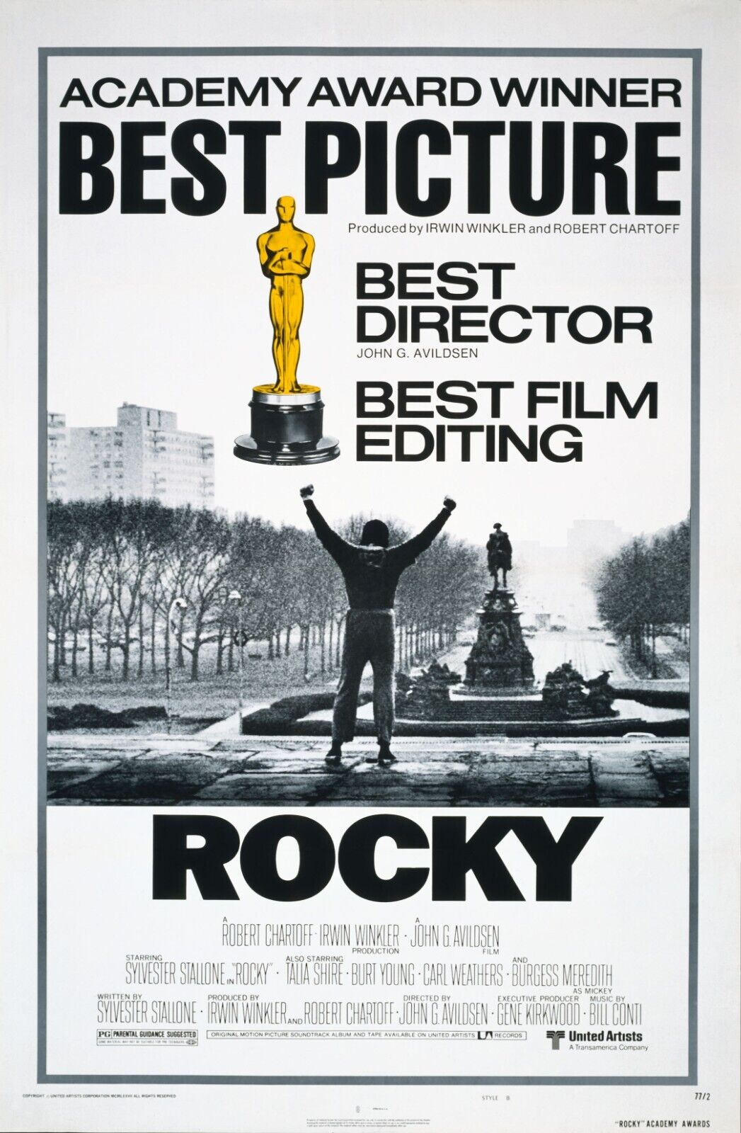 ROCKY – BEST PICTURE, SYLVESTER STALLONE, 1976, Repro affiche de cinema, HQ