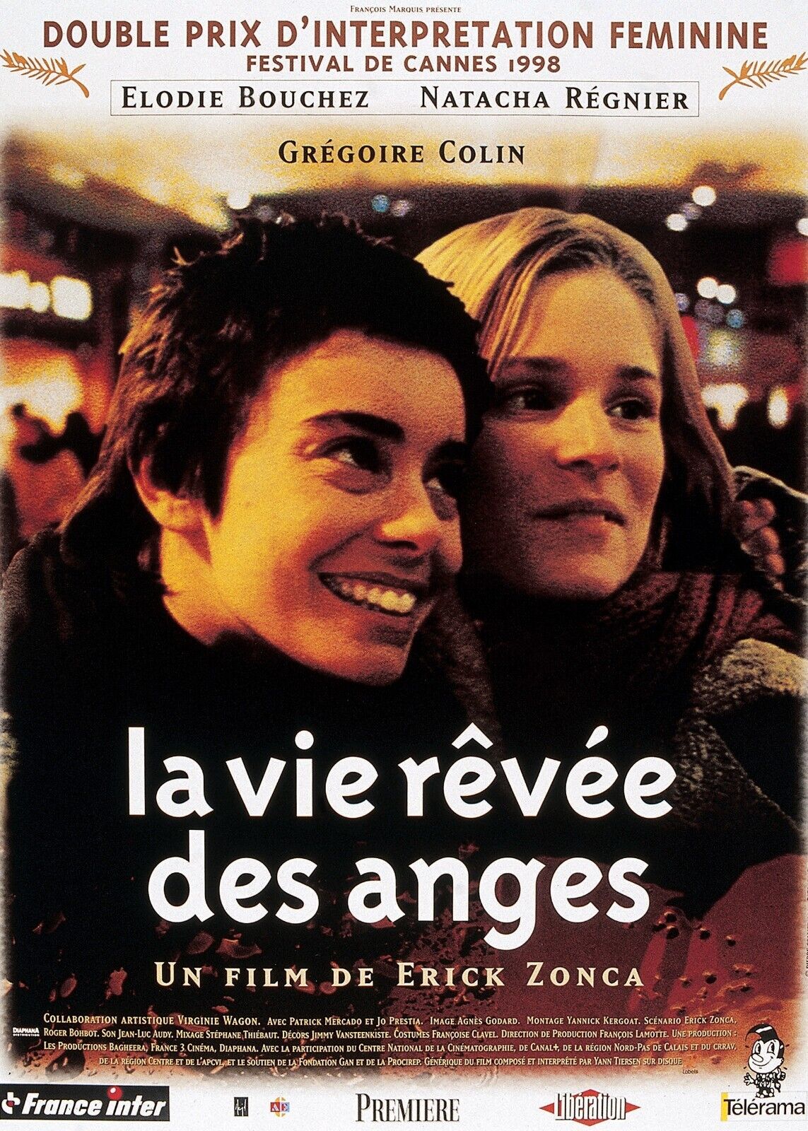 LA VIE RÊVÉE DES ANGES, ELODIE BOUCHEZ, 1998, repro affiche de cinema, VINTAGE, HQ