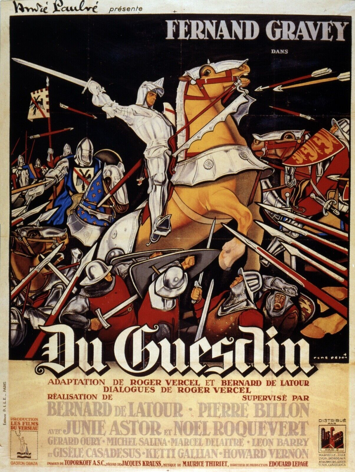 DU GUESCLIN, FERNAND GRAVEY, 1949, REPRO MOVIE POSTER, VINTAGE, HQ