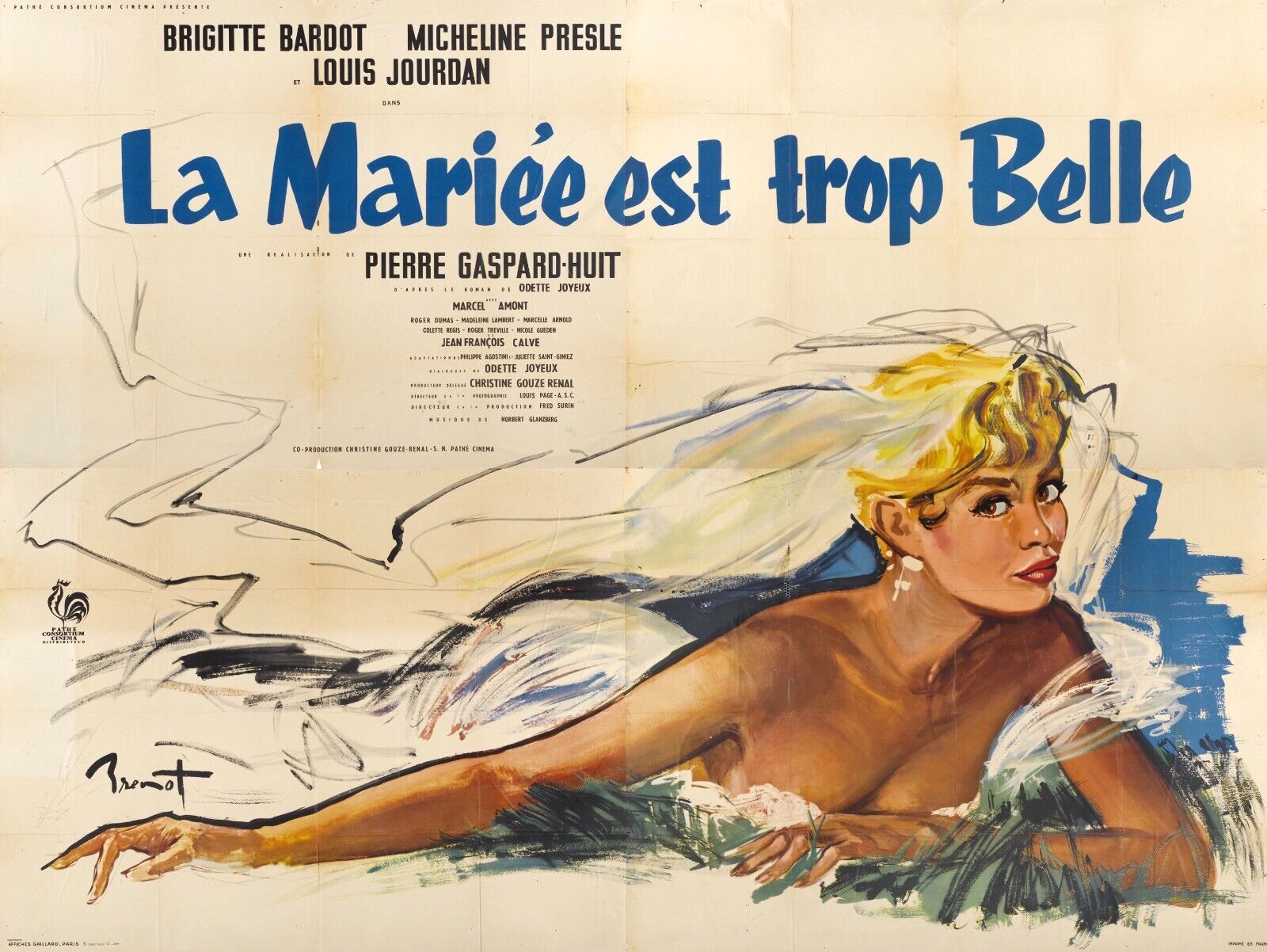 LA NOVIA ES DEMASIADO HERMOSA, BRIGITTE BARDOT, 1956, REPRODUCCIÓN DE CARTEL DE CINE VINTAGE, HQ
