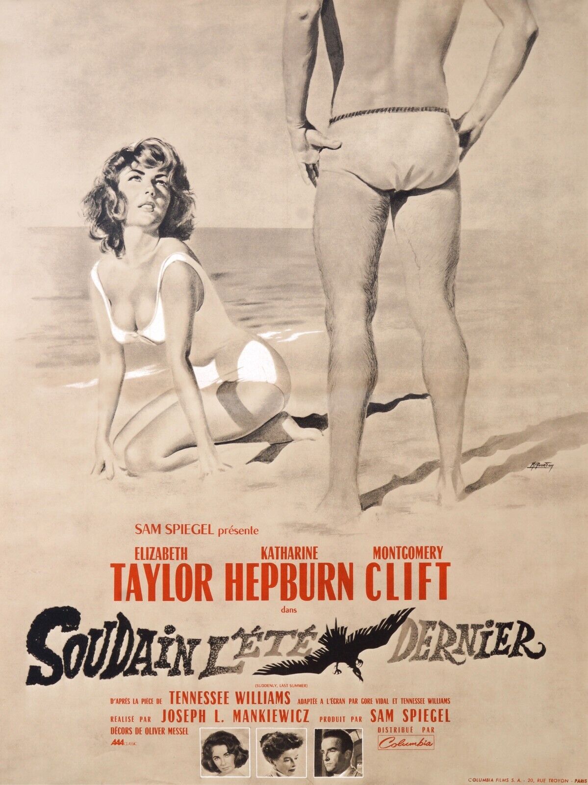 SUDDENLY LAST SUMMER, ELIZABETH TAYLOR, 1959, REPRO VINTAGE CINEMA POSTER, HQ