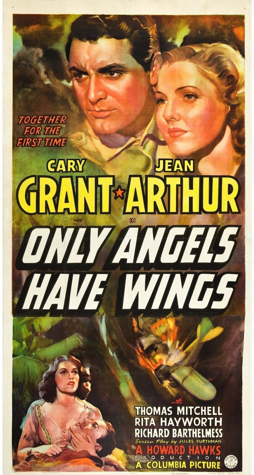 SEULS LES ANGES ONT DES AILES, CARY GRANT, 1939 REPRO AFFICHE VINTAGE
