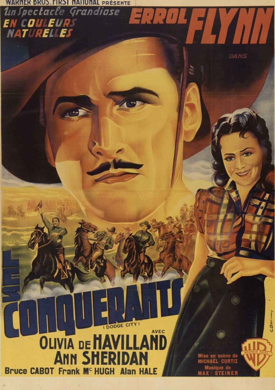 CONQUÉRANTS, ERROL FLYNN, REPRO AFFICHE CINEMA VINTAGE