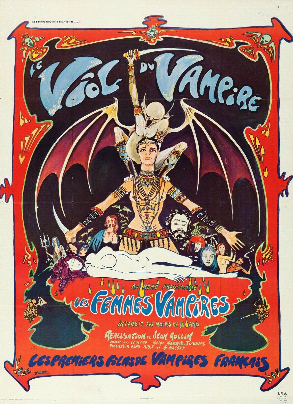 LE VIOL DU VAMPIRE, JEAN ROLLIN, 1968, REPRO AFFICHE CINEMA VINTAGE, HQ