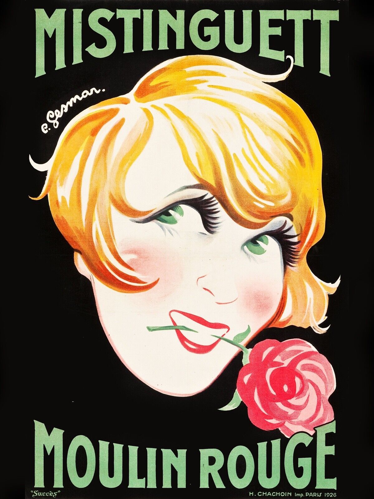 MISTINGUETT, LE MOULIN ROUGE, CABARET, PARIS, REPRO AFFICHE VINTAGE