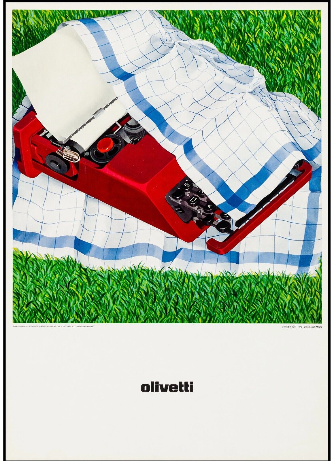 OLIVETTI, MACHINE À ECRIRE - REPRO AFFICHE VINTAGE PUBLICITAIRE, HQ