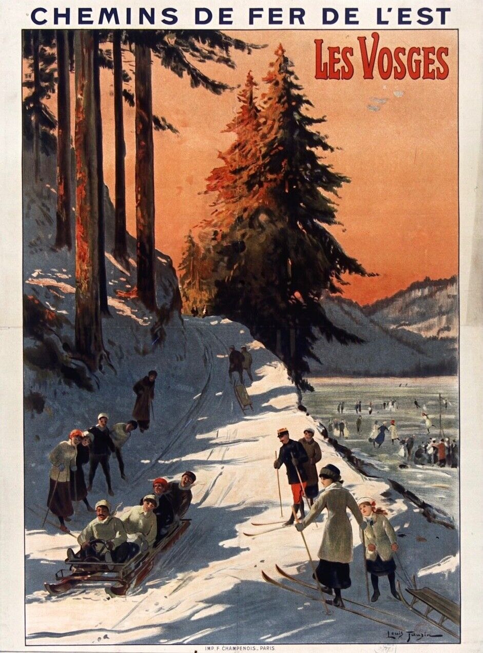 LES VOSGES, FRANCE, CHEMINS DE FER DE L'EST, REPRO AFFICHE VOYAGE TOURISME VINTAGE, HQ