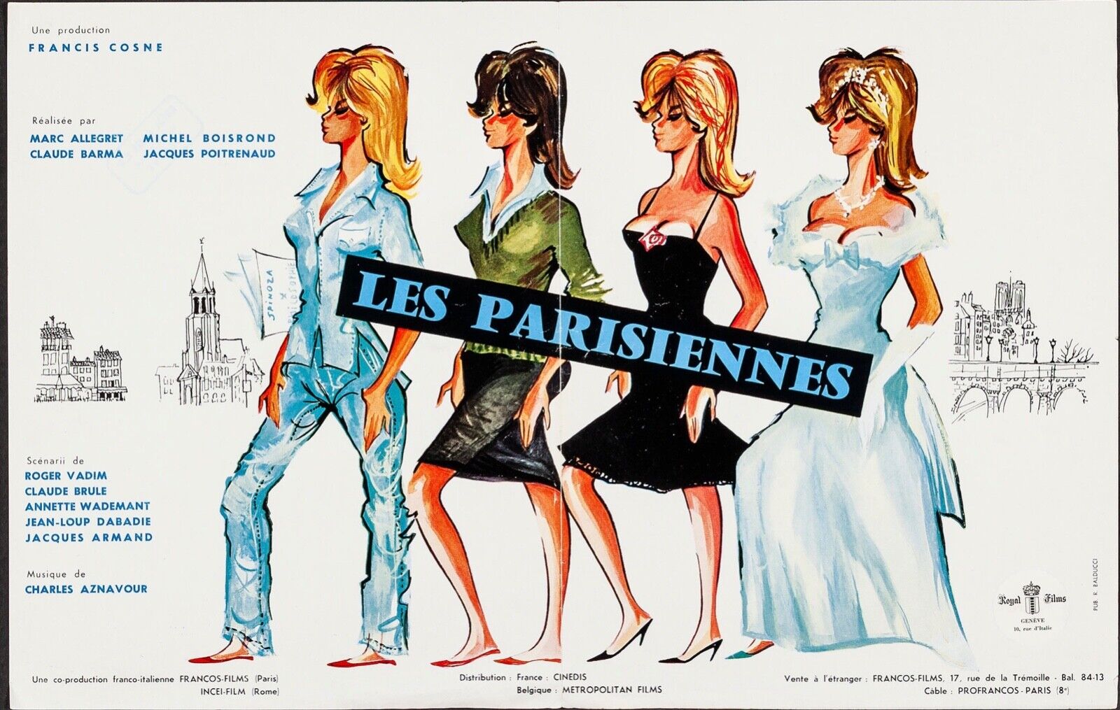 LES PARISIENNES, BRIGITTE BARDOT, 1962, REPRO AFFICHE CINÉMA VINTAGE, HQ