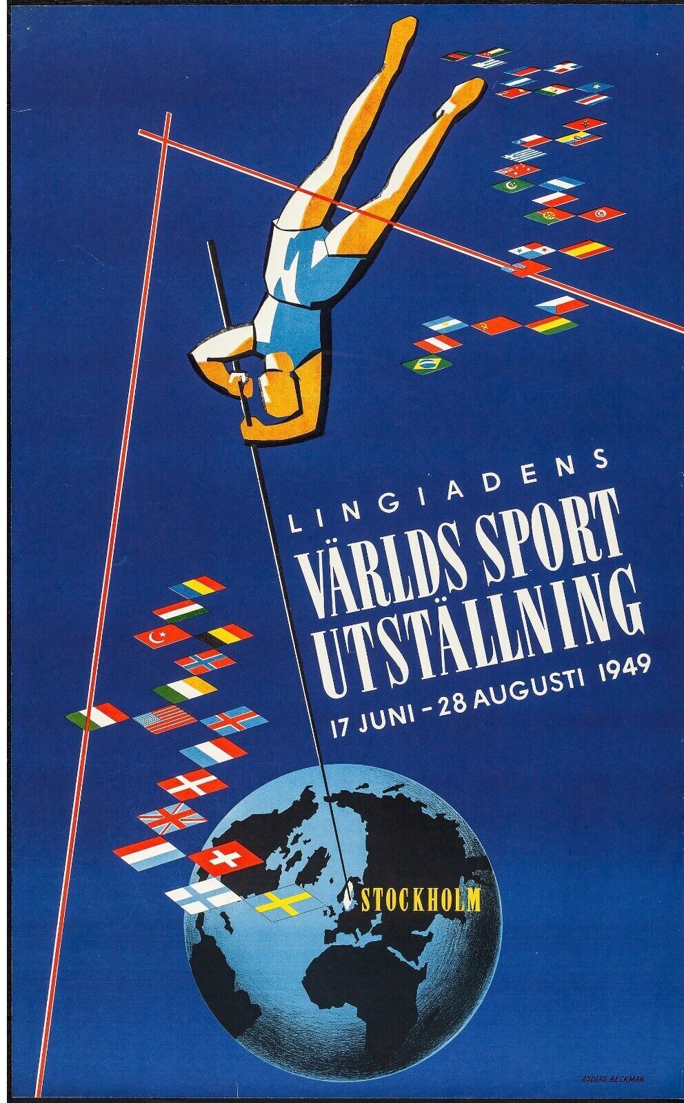 EXPOSICIÓN UNIVERSAL DEL DEPORTE, 1949. Reproducción de póster deportivo vintage, HQ.