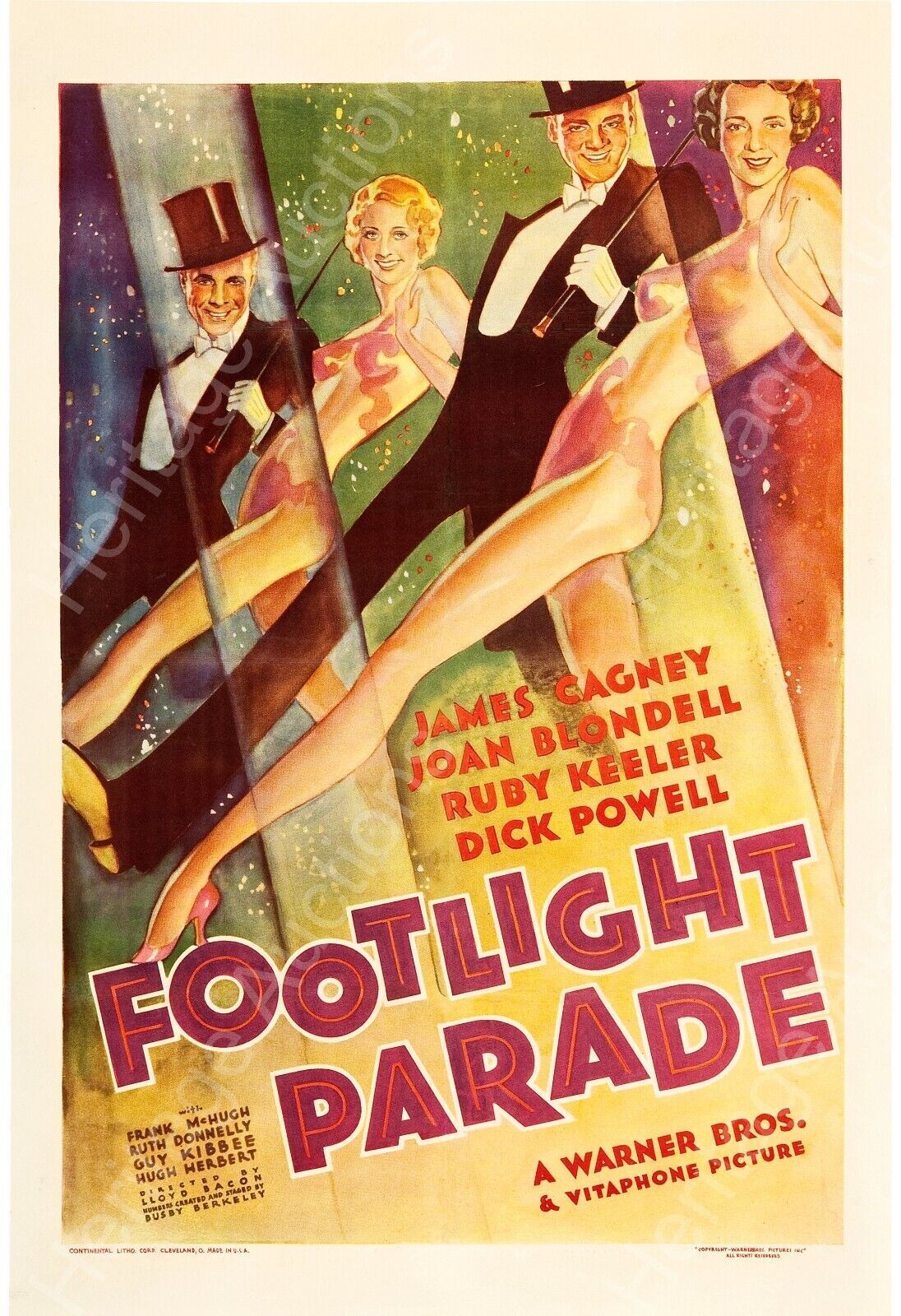DESFILE DE CANALEJAS, JAMES CAGNEY, 1933, REPRODUCCIÓN DE CARTEL DE PELÍCULA, VINTAGE, SEGUNDA CALIDAD