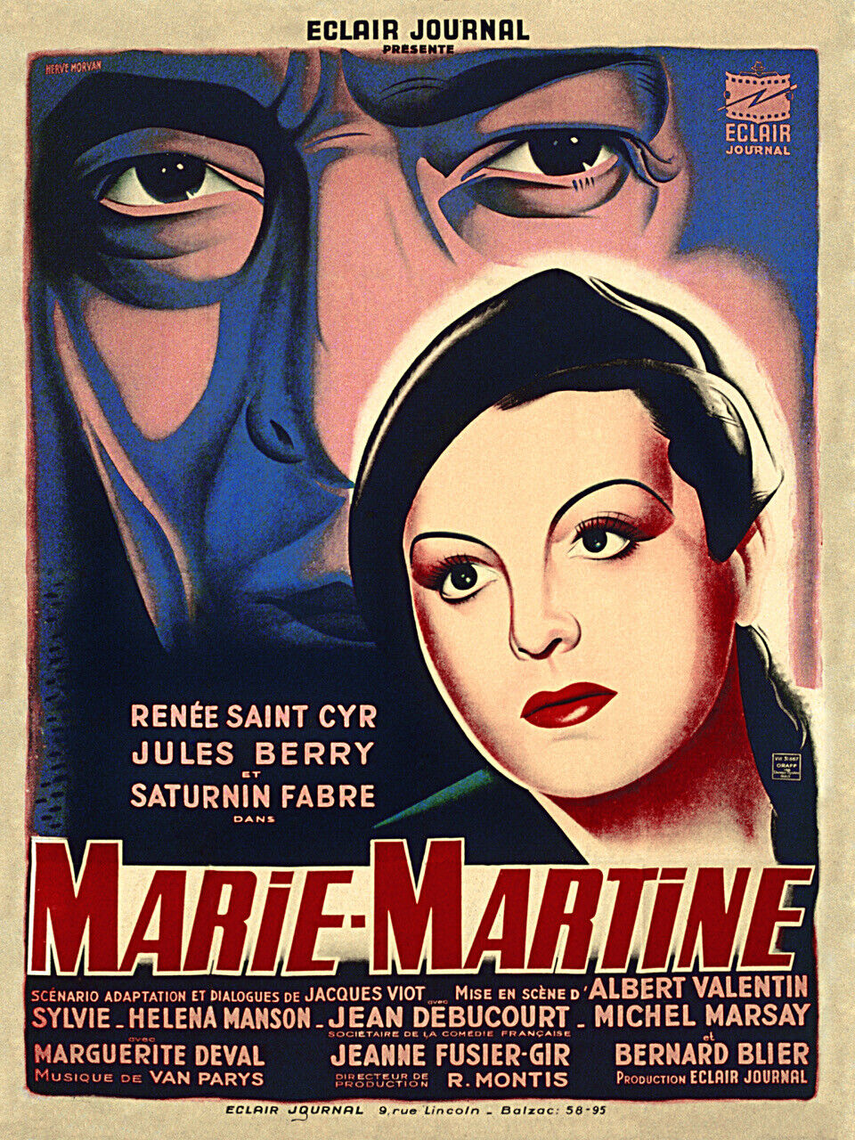 MARIE-MARTINE, RENÉE SAINT-CYR, 1943, REPRO VINTAGE CINEMA POSTER, HQ