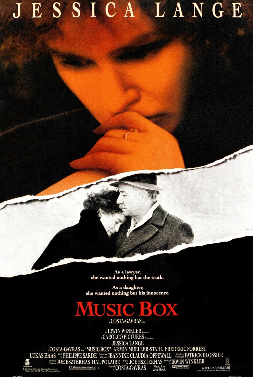 MUSIC BOX, JESSICA LANGE, 1989 repro cinema poster, VINTAGE, HQ