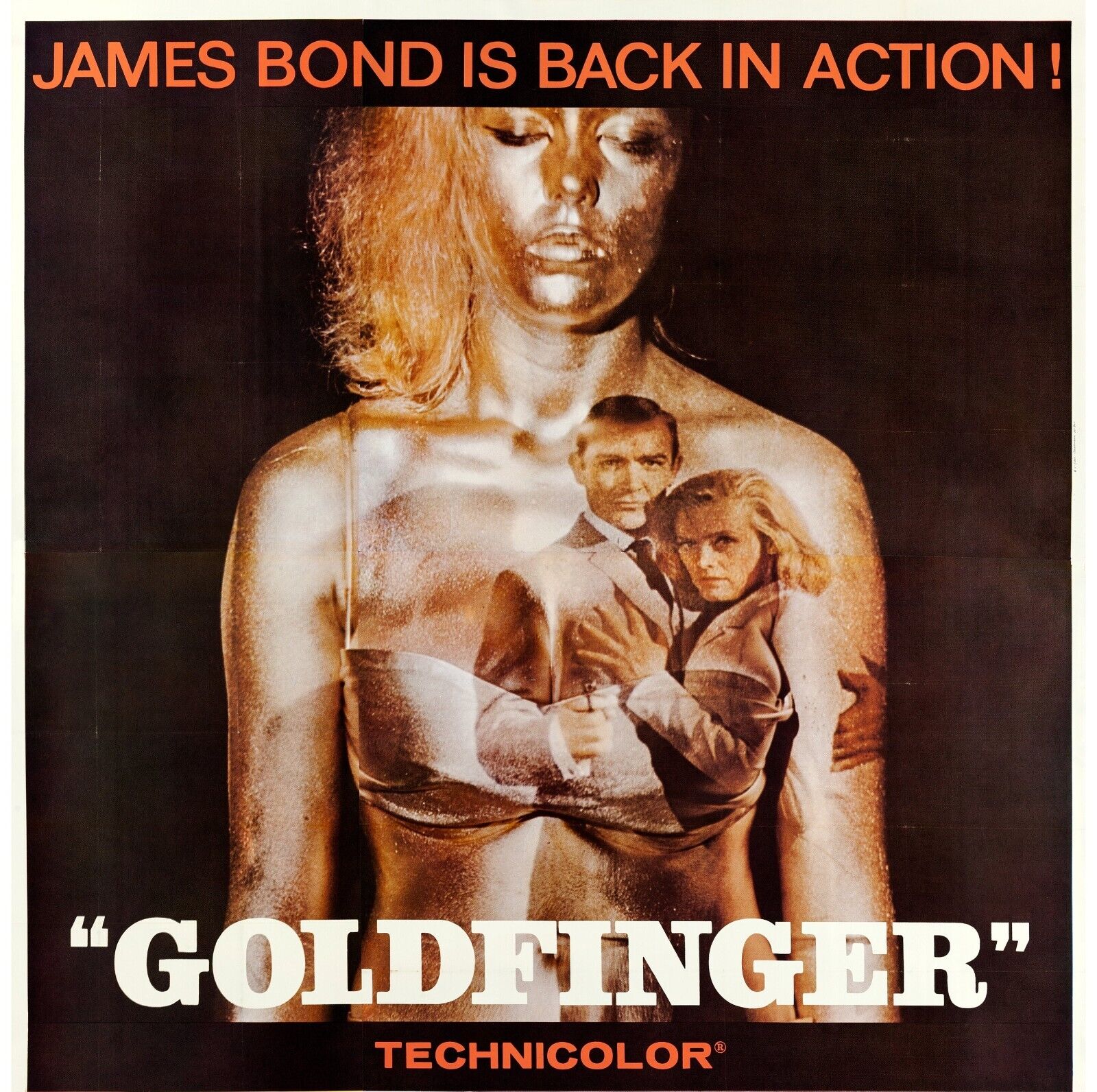GOLDFINGER, SEAN CONNERY, 1964, REPRO MOVIE POSTER, VINTAGE, HQ.