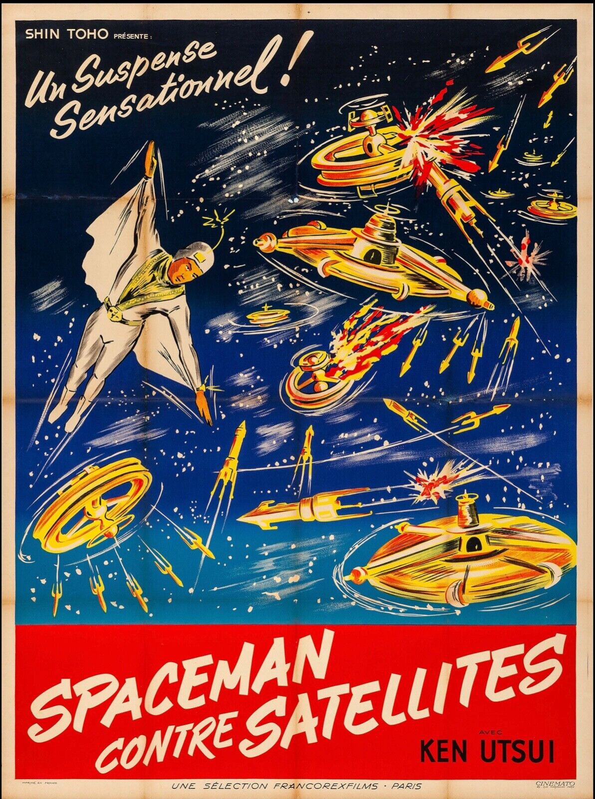 SPACEMAN VS. SATELLITES, KEN UTSUI, 1958, REPRO VINTAGE CINEMA POSTER, HQ