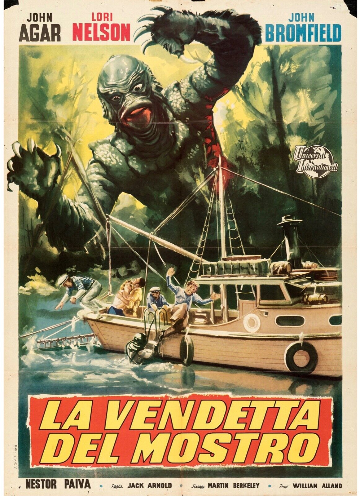 LA REVANCHE DE LA CRÉATURE, JOHN AGAR, 1955, REPRO AFFICHE CINEMA VINTAGE, HQ