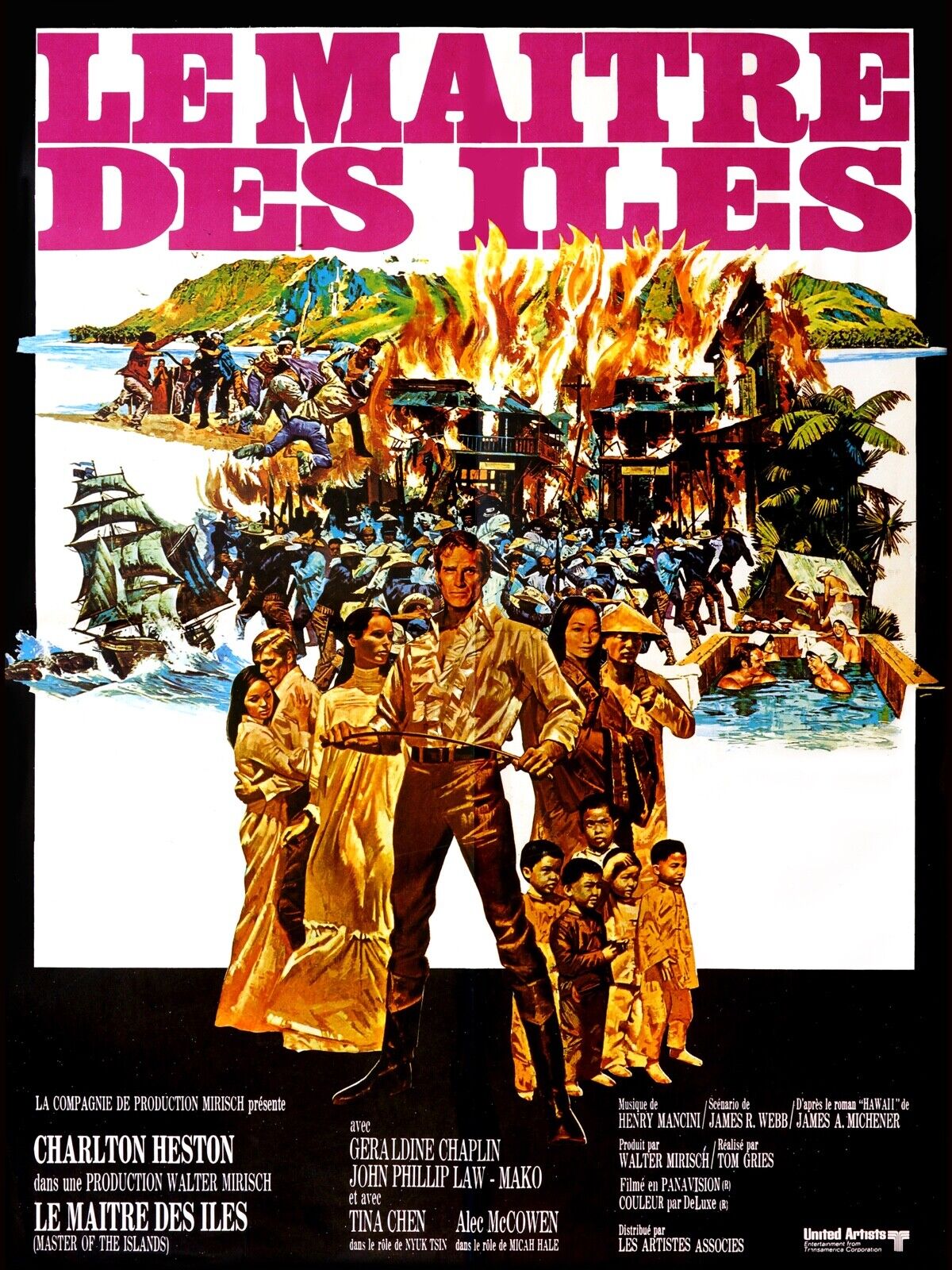 MASTERS OF THE ISLANDS, CHARLTON HESTON, 1962, REPRO VINTAGE CINEMA POSTER, HQ