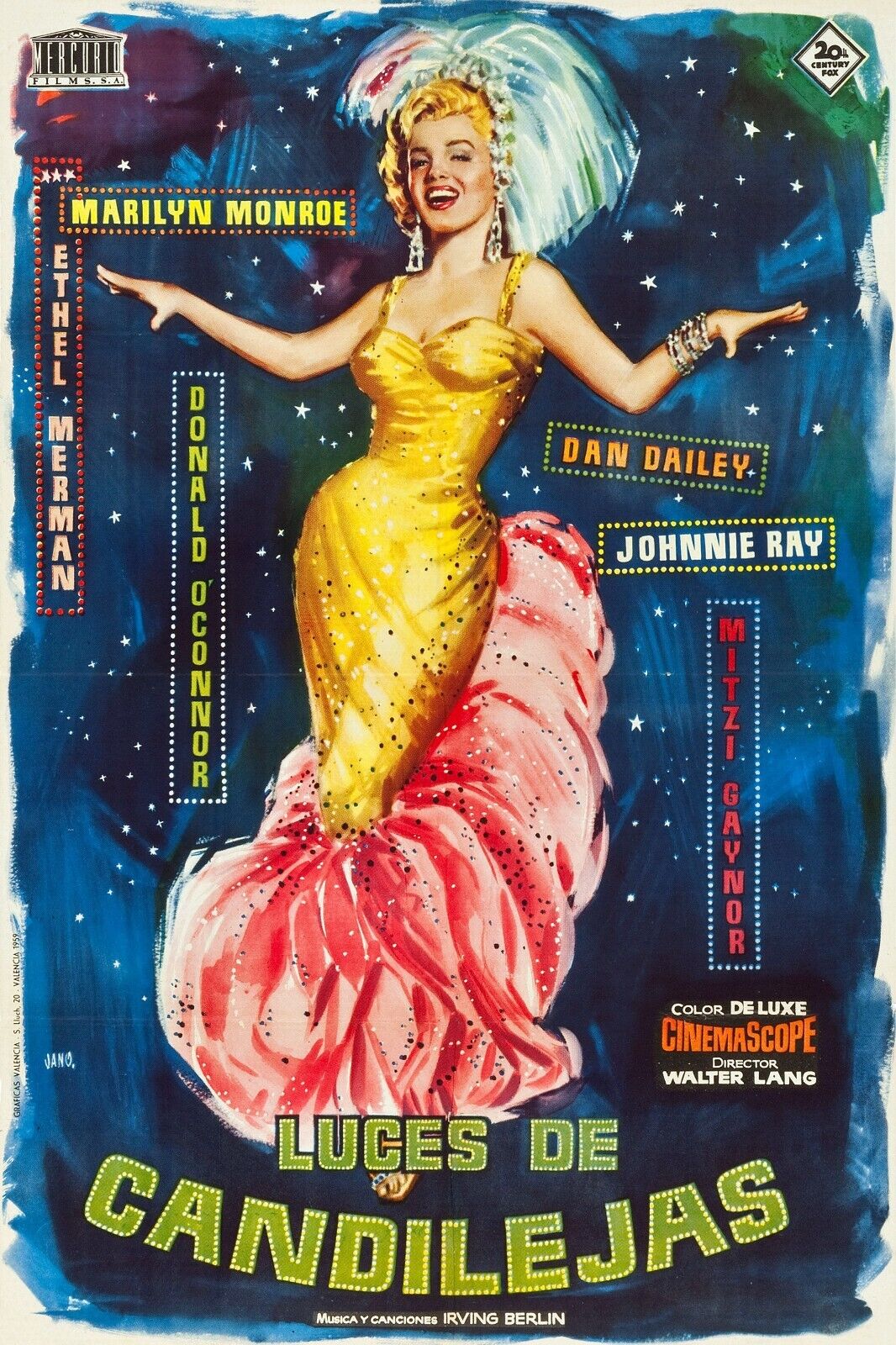 LUCES DE CANDILEJAS, MARILYN MONROE, 1951, Póster de cine antiguo, HQ